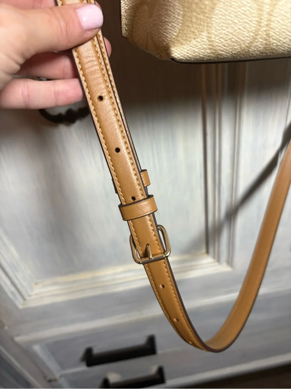 Coach Mollie Bucket Bag Signature Canvas Gold Light Khaki Crossbody Classic